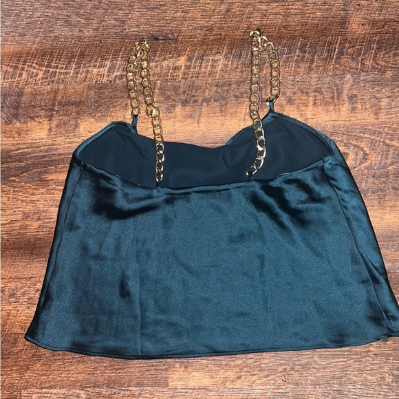 Bailey 44 Top Golden Chain Straps Cowl Neck Size M Green - Picture 3 of 4